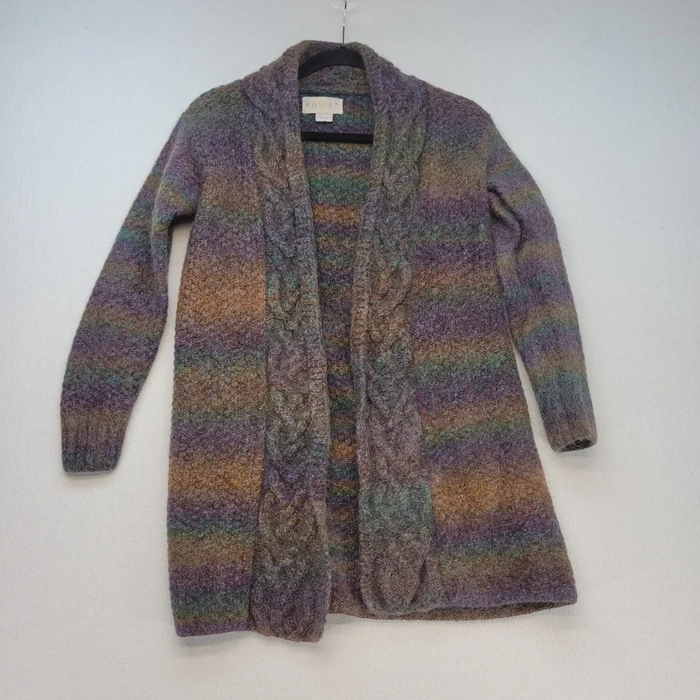 Vintage‎ Rowan Yarn Cardigan Sweater Womens M Wool Mohair Open Chunk Knit